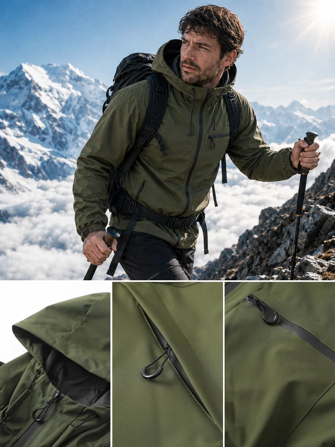 Men’s Waterproof Packable Hooded Shell Jacket