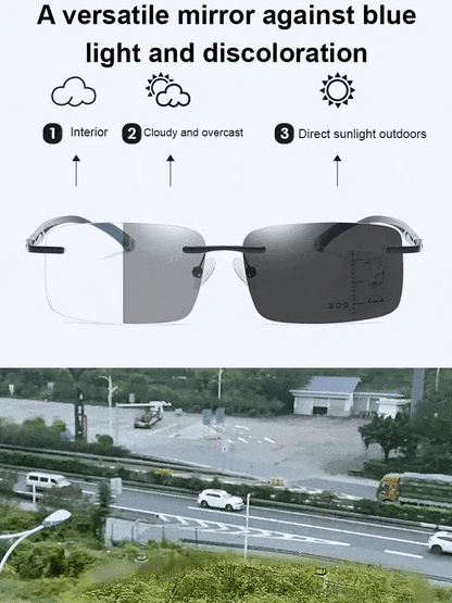 Diamond-cut frameless blue light blocking glasses