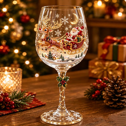Handcrafted 3D Christmas Wine Glass Collection