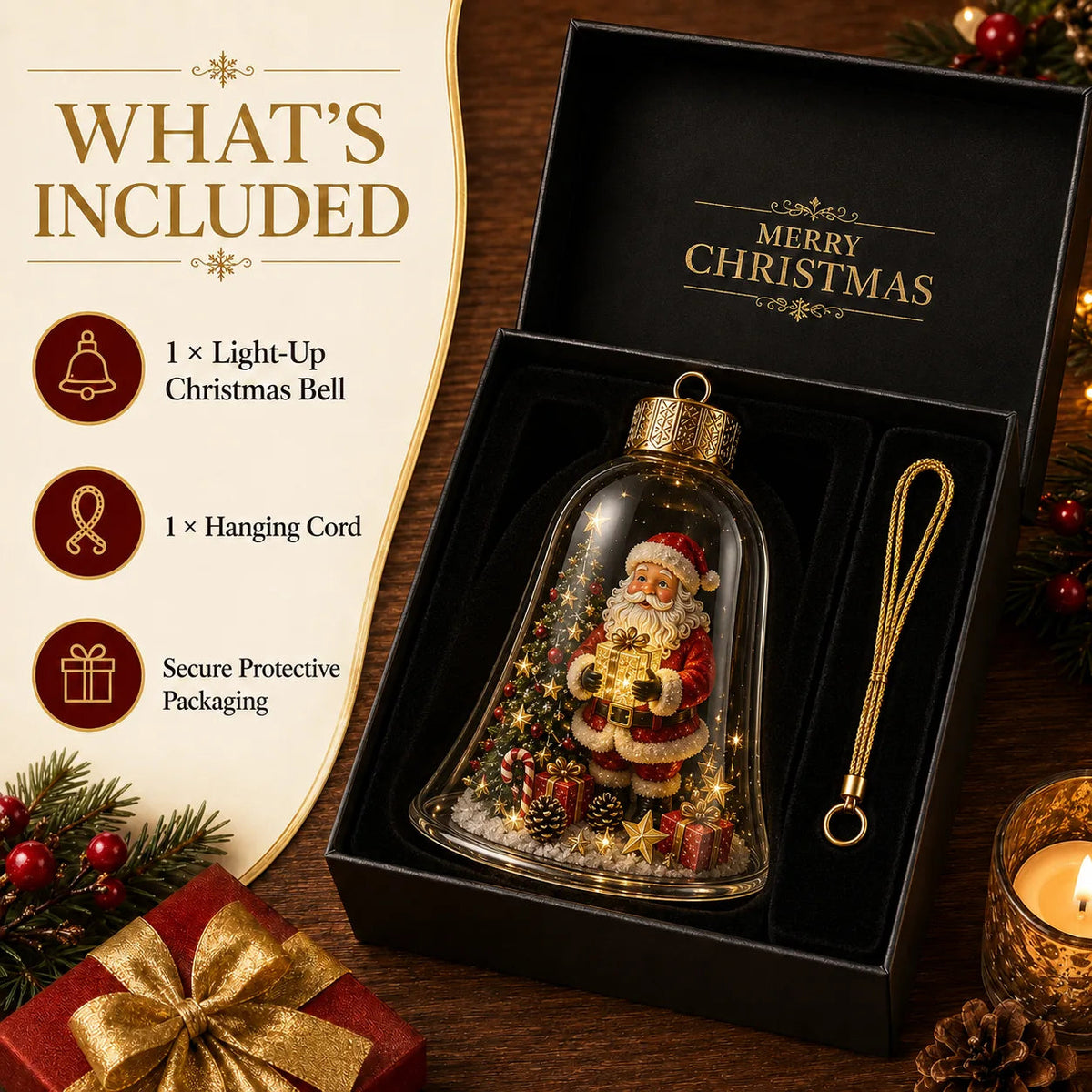 Lighted Christmas Bell Mini Scene Ornament