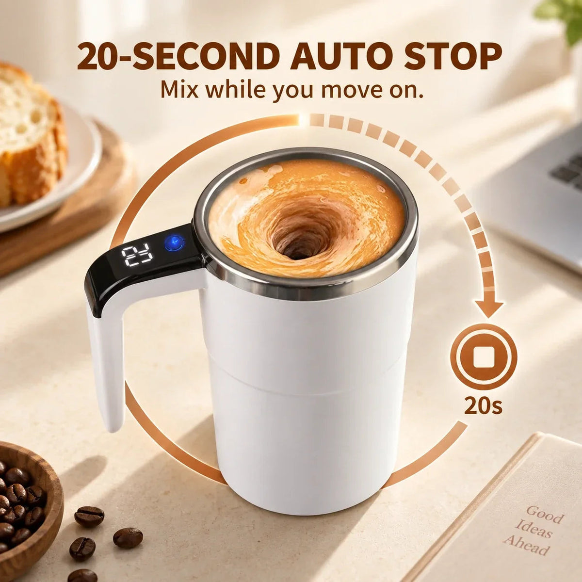 Rechargeable Self-Stirring Mug for Coffee and Everyday Drinks
