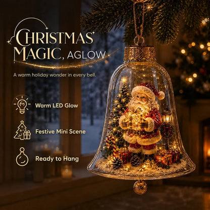 Lighted Christmas Bell Mini Scene Ornament