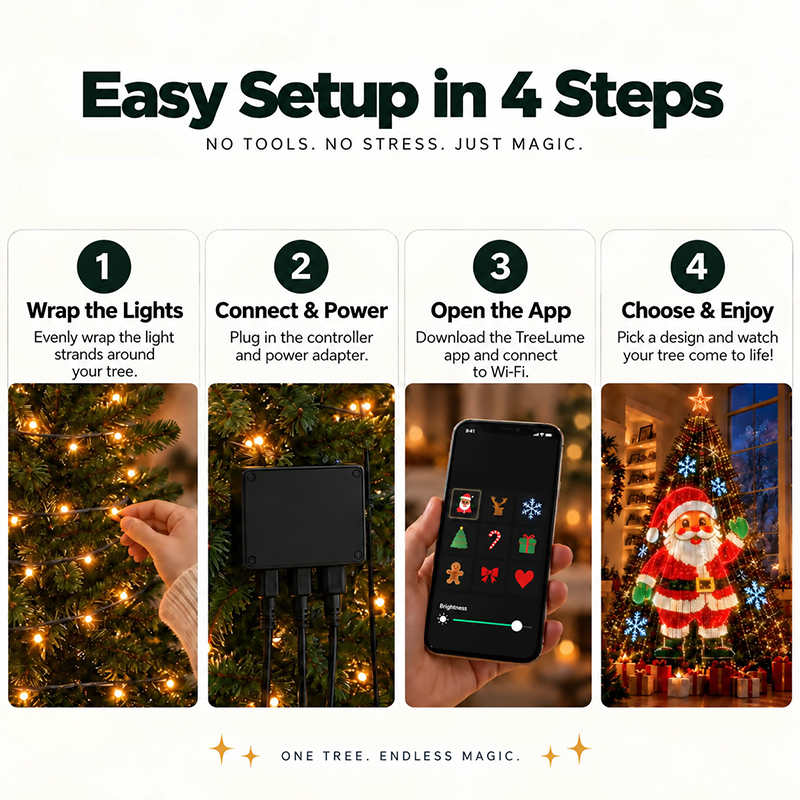 256-LED Smart Animated Christmas Tree Lights for 1.8 m Trees