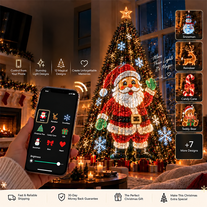 256-LED Smart Animated Christmas Tree Lights for 1.8 m Trees