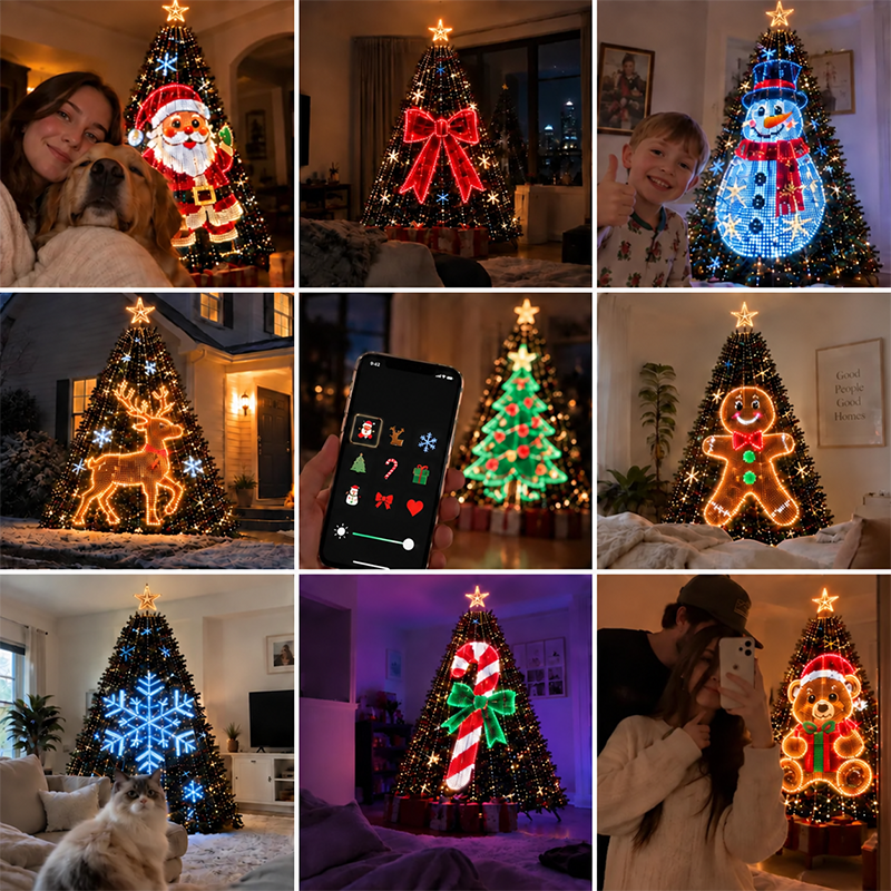 256-LED Smart Animated Christmas Tree Lights for 1.8 m Trees