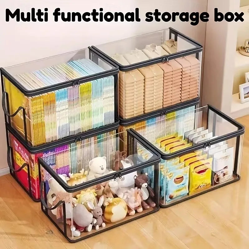 3pcs Heavy-Duty Transparent Storage Boxes with Flip-Top Lid