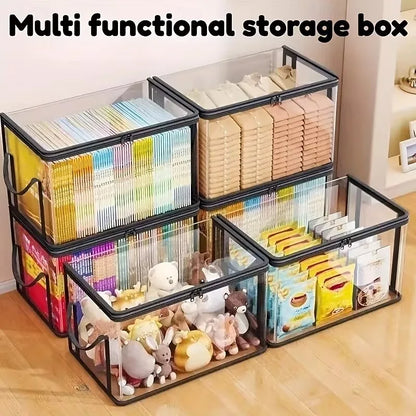 3pcs Heavy-Duty Transparent Storage Boxes with Flip-Top Lid