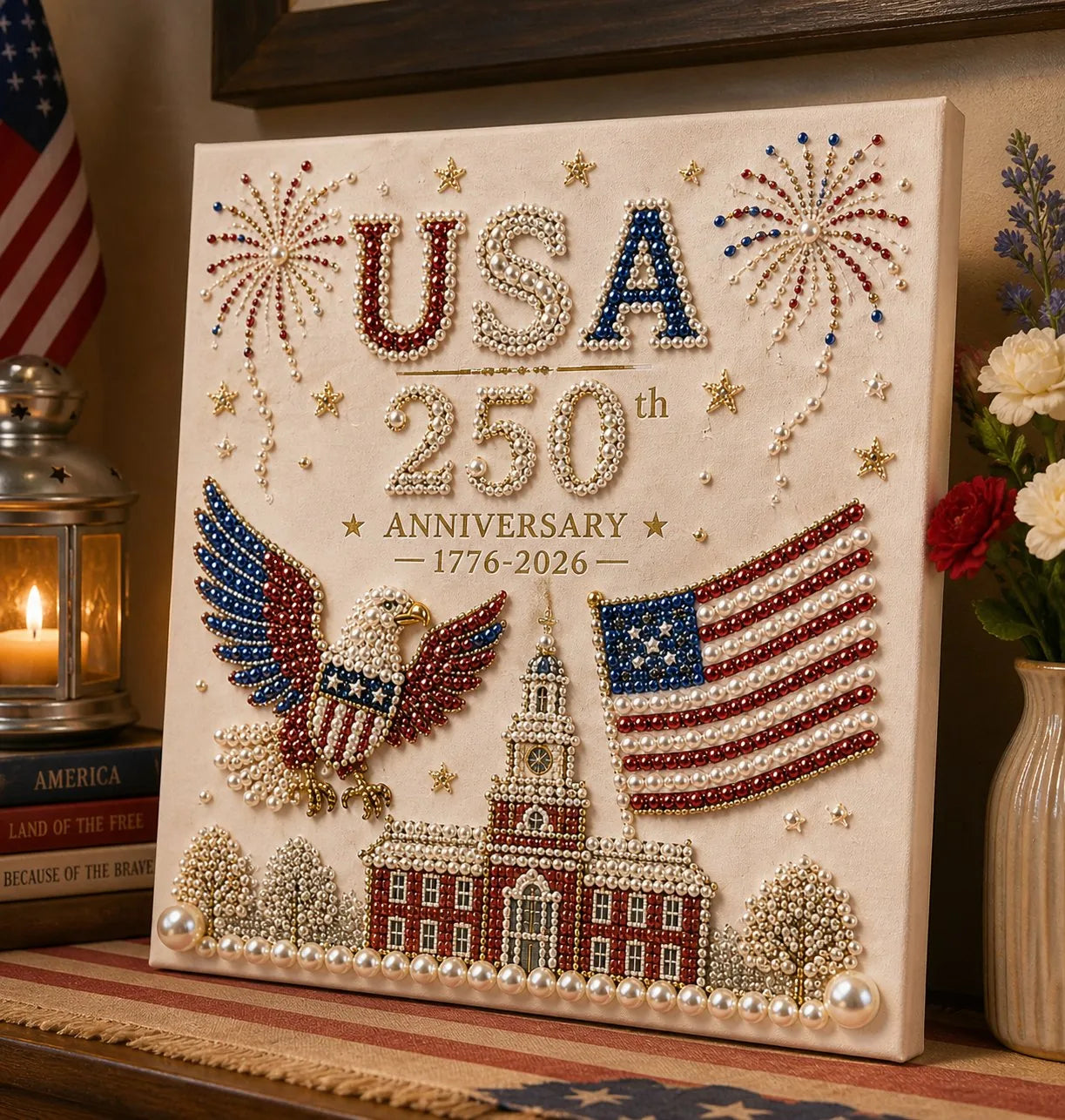 🔥LAST DAY 50% OFF - 🇺🇸 USA 250th Anniversary DIY Pearl Painting Kit ✨❤️‍🔥