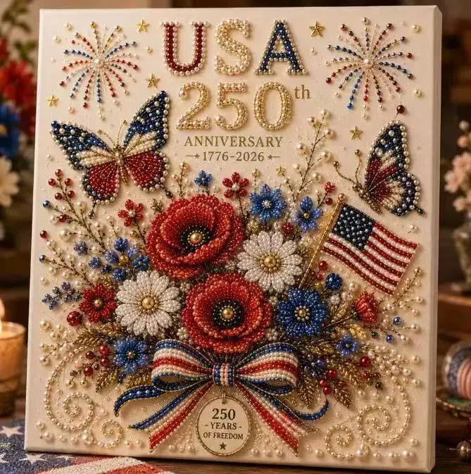 🔥LAST DAY 50% OFF - 🇺🇸 USA 250th Anniversary DIY Pearl Painting Kit ✨❤️‍🔥
