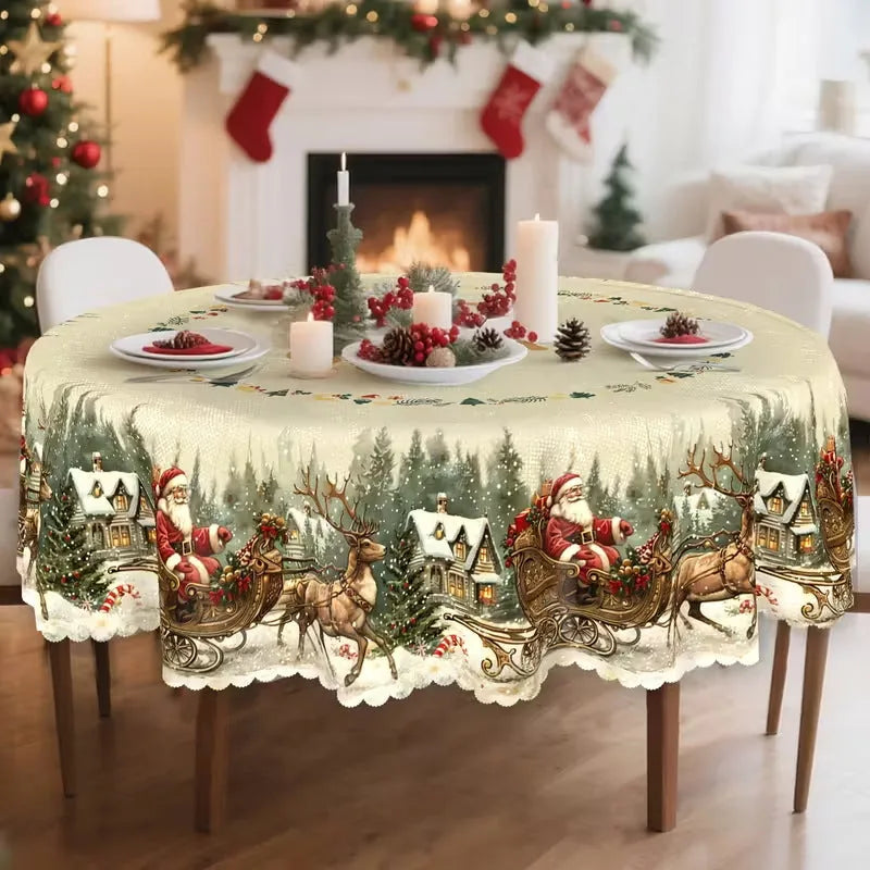 Vintage Christmas Holiday Tablecloth