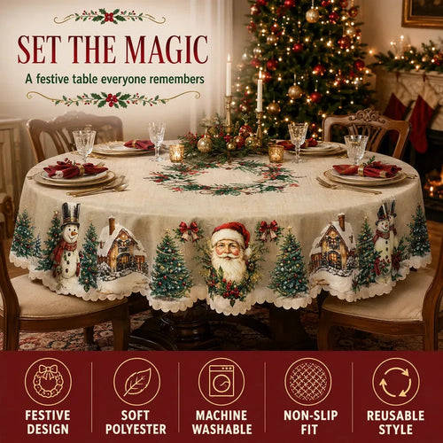 Vintage Christmas Holiday Tablecloth