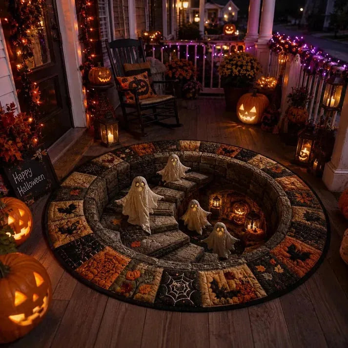 3D Haunted Stairway Round Halloween Rug - image 2
