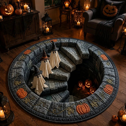 3D Haunted Stairway Round Halloween Rug - image 6