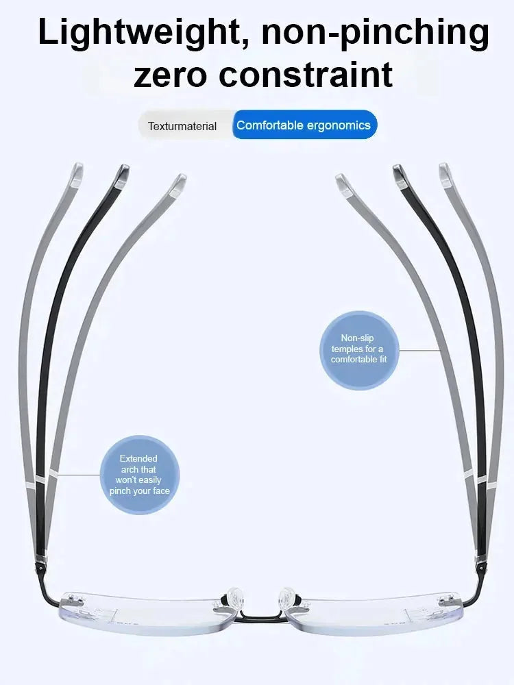 Diamond-cut frameless blue light blocking glasses