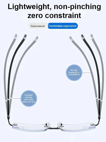 Diamond-cut frameless blue light blocking glasses