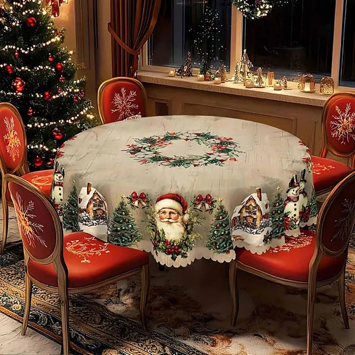 Vintage Christmas Holiday Tablecloth
