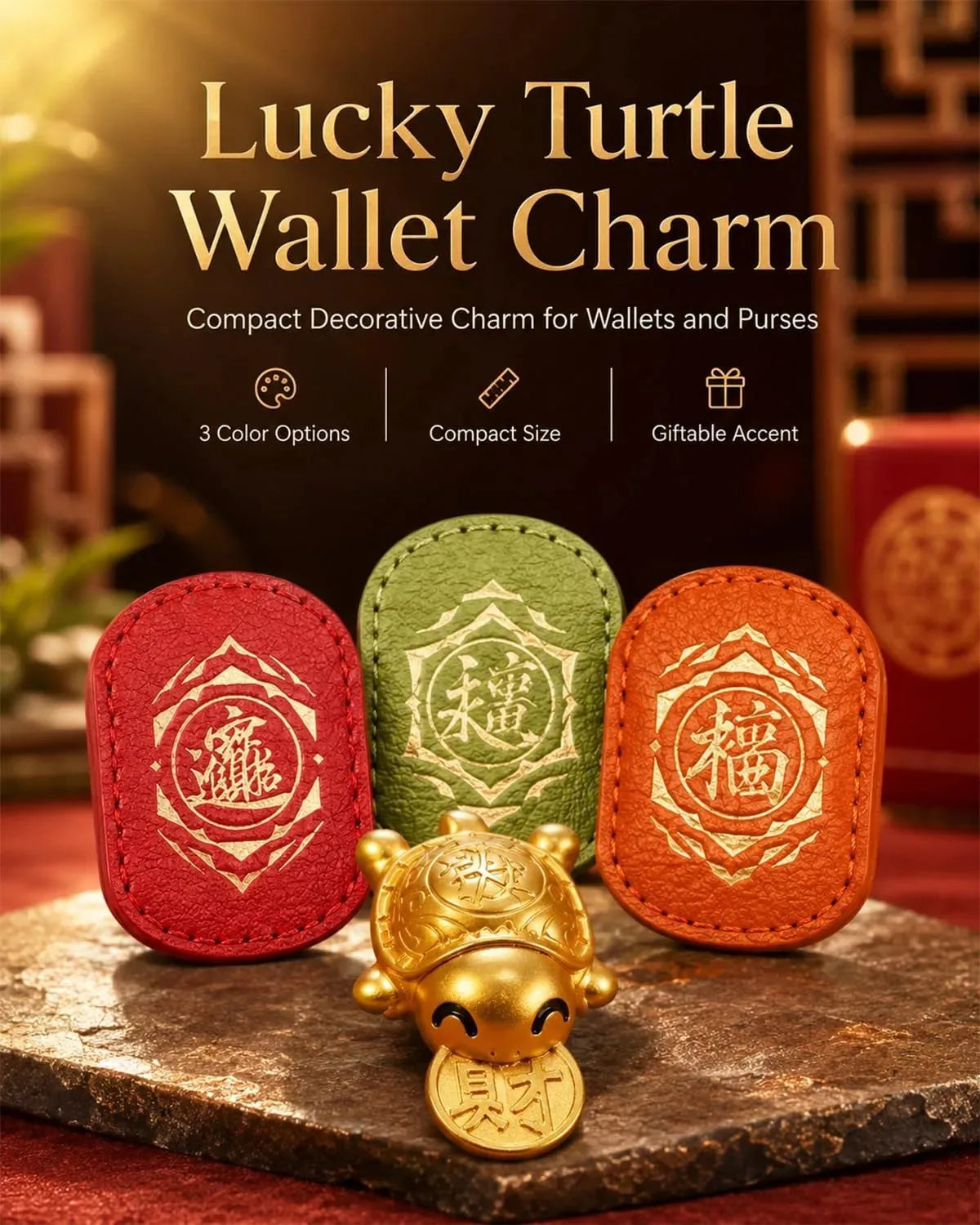 Gold Turtle Coin Wallet Charm – 2 Pack - image 2