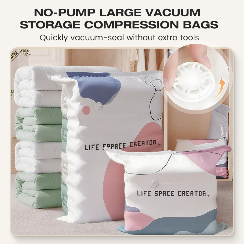 No-Pump Vacuum Storage Bags – 4-Piece Set