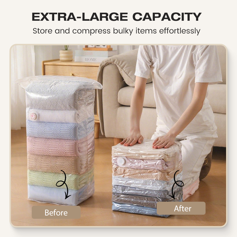 No-Pump Vacuum Storage Bags – 4-Piece Set
