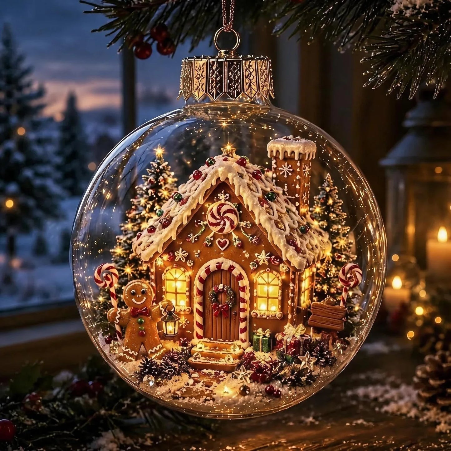 Lighted Christmas Diorama Globe Ornament