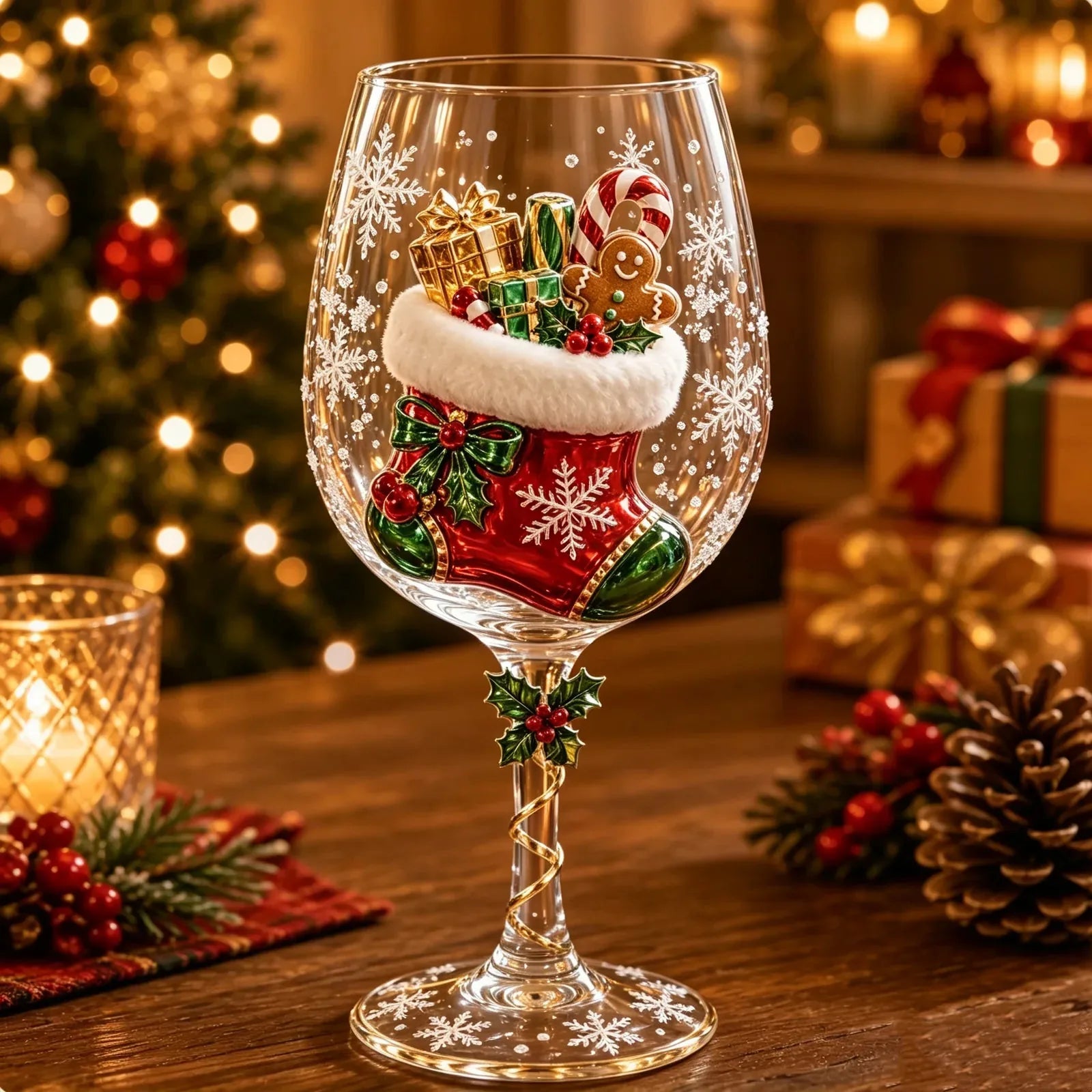 Handcrafted 3D Christmas Wine Glass Collection – product image 8